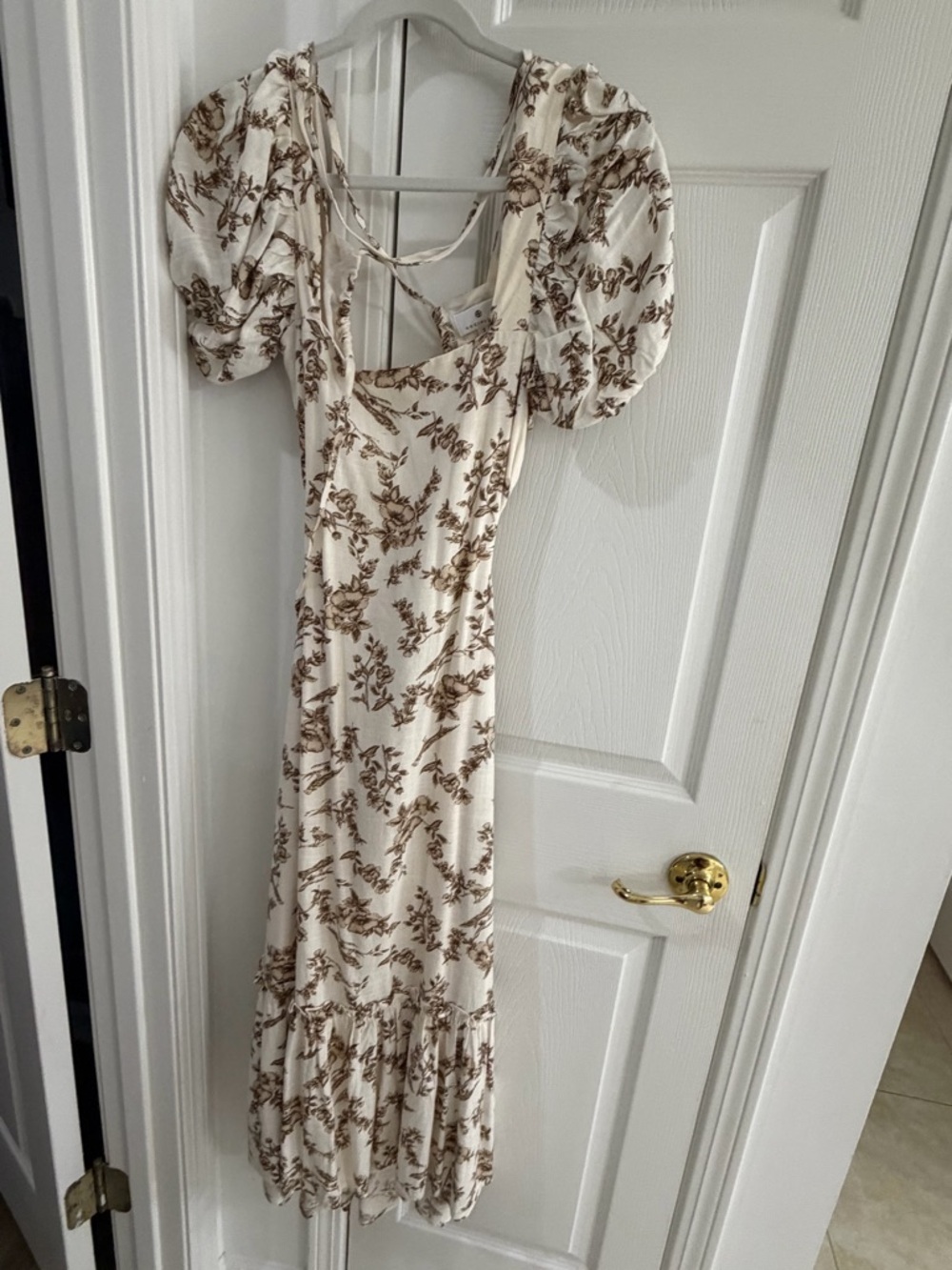 Socialite Cream Maxi Dress with Brown Floral Print